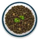 a lentils and a bowl